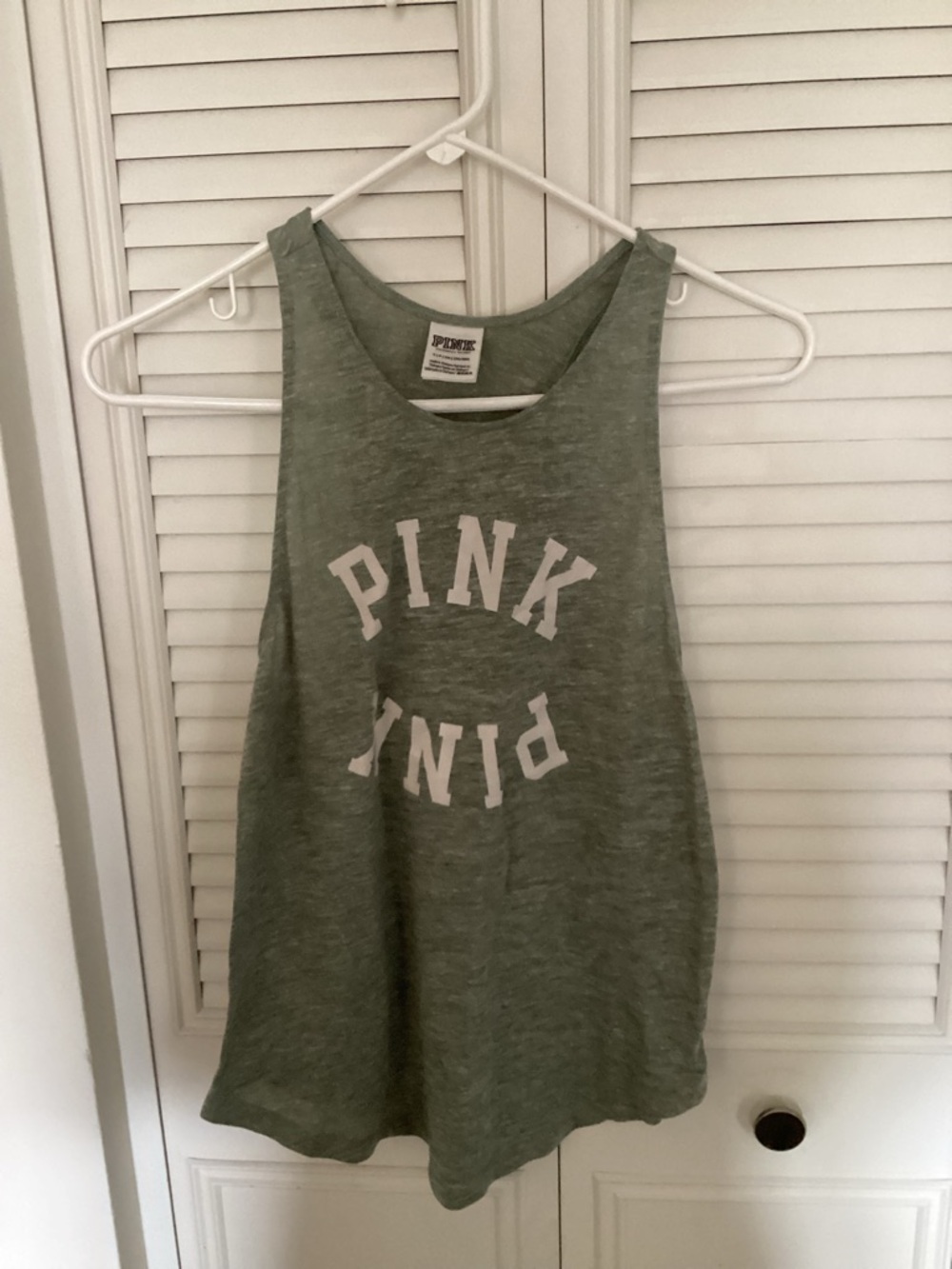 PINK Victoria's Secret Olive Green Logo Tank